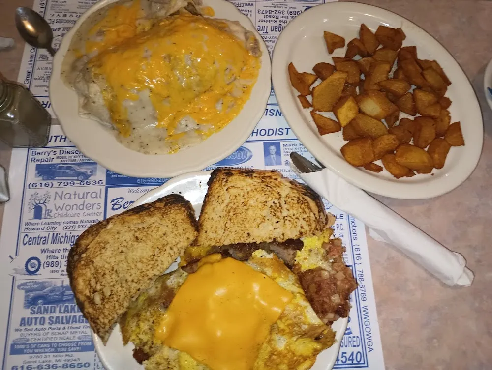 2 Egg Omelette with Sausage Links and Corn Beef Hash